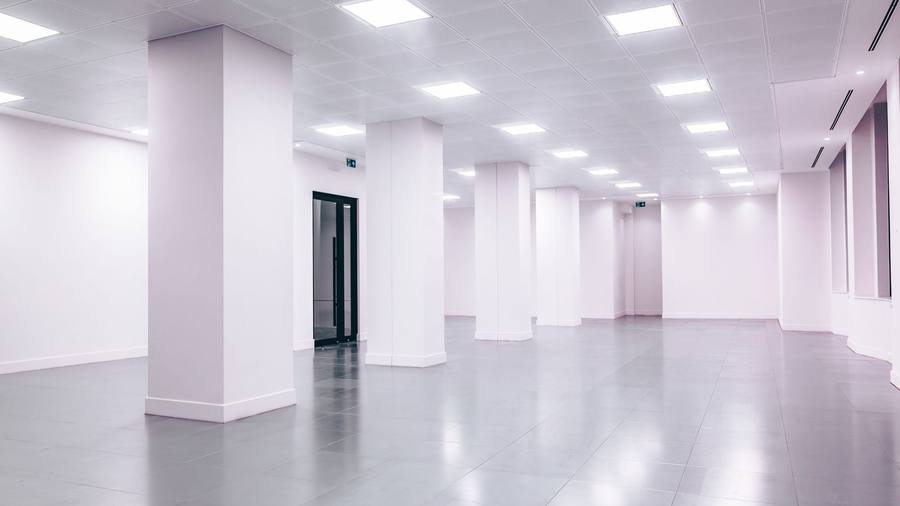 An empty white office interior