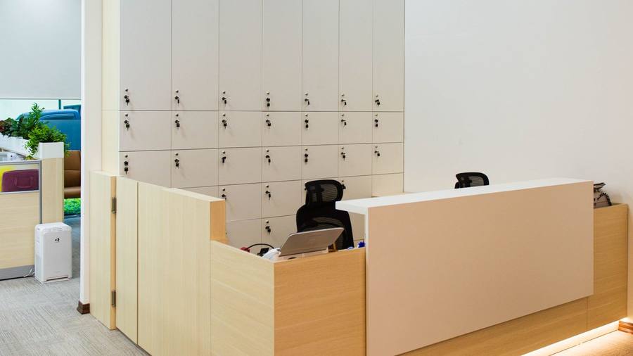 A modern reception desk